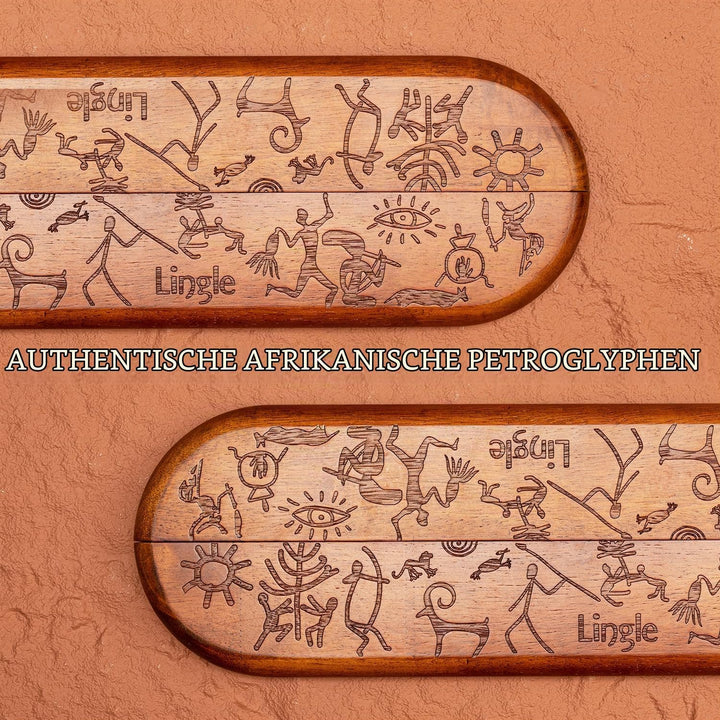 Luxus-Mancala-Set: Echtholz-Scharnierbrett mit 48 gemischten natürlichen Edelsteinen - Authentische