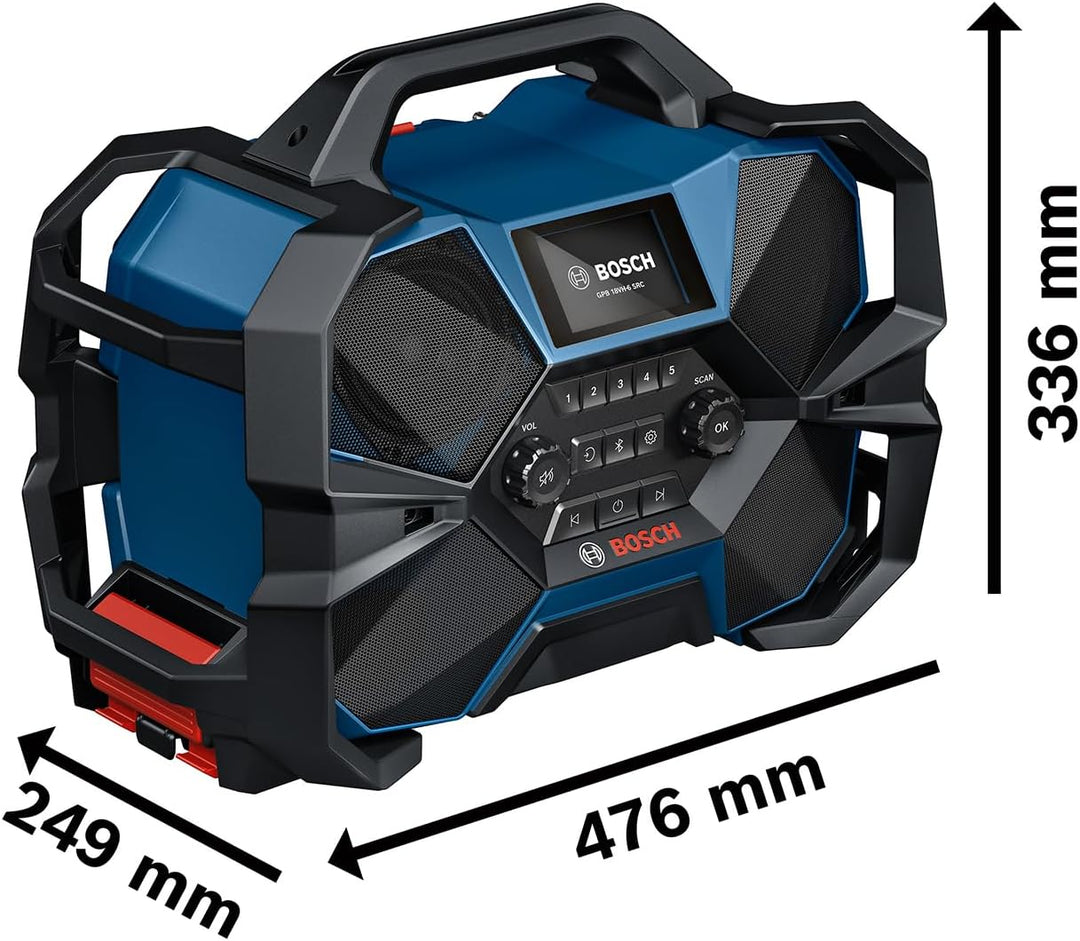 Bosch Professional 18V/12V System Akku-Baustellenradio GPB 18VH-6 SRC (Laden im Werkzeug für 18V & 1