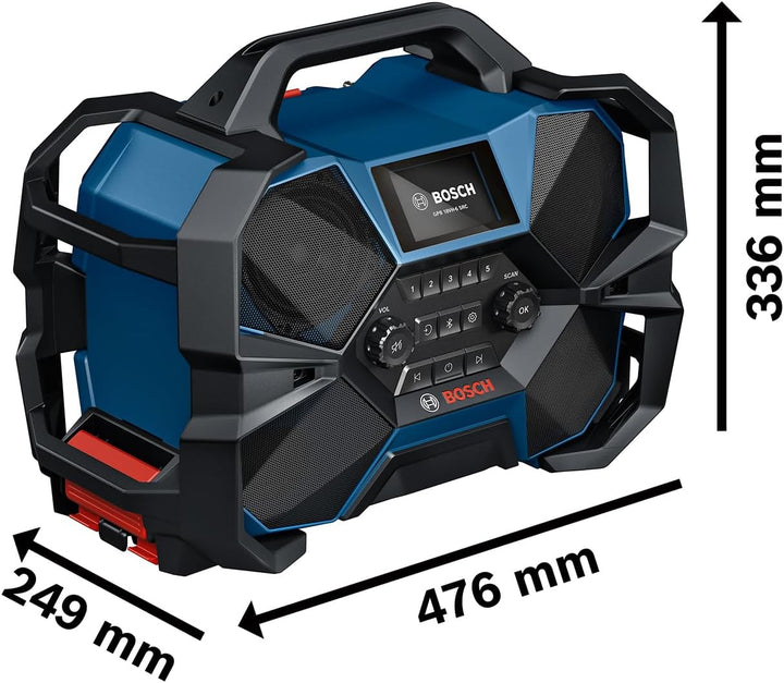 Bosch Professional 18V/12V System Akku-Baustellenradio GPB 18VH-6 SRC (Laden im Werkzeug für 18V & 1