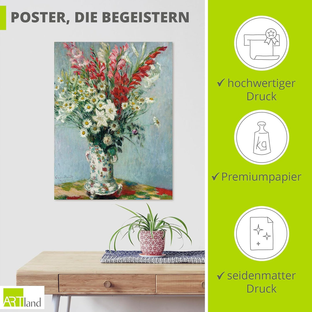 ARTland Poster Kunstdruck Wandposter Bild ohne Rahmen 90x120 cm Hochformat Stillleben Vase Pflanzen