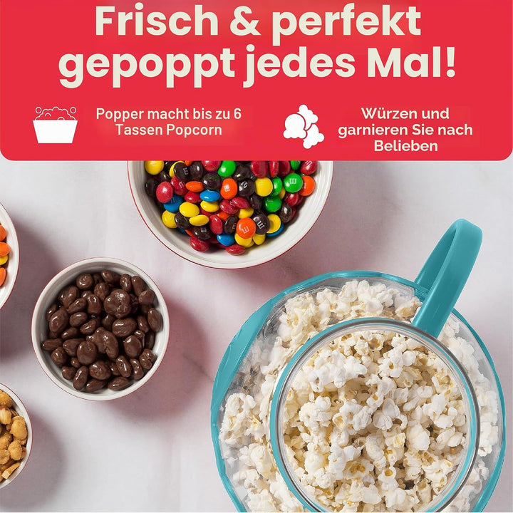 Ecolution Patentierter Mikrowellen-Popcorn-Popper, Borosilikatglas Kunststoff, blaugrün 1.5-Quart Sn