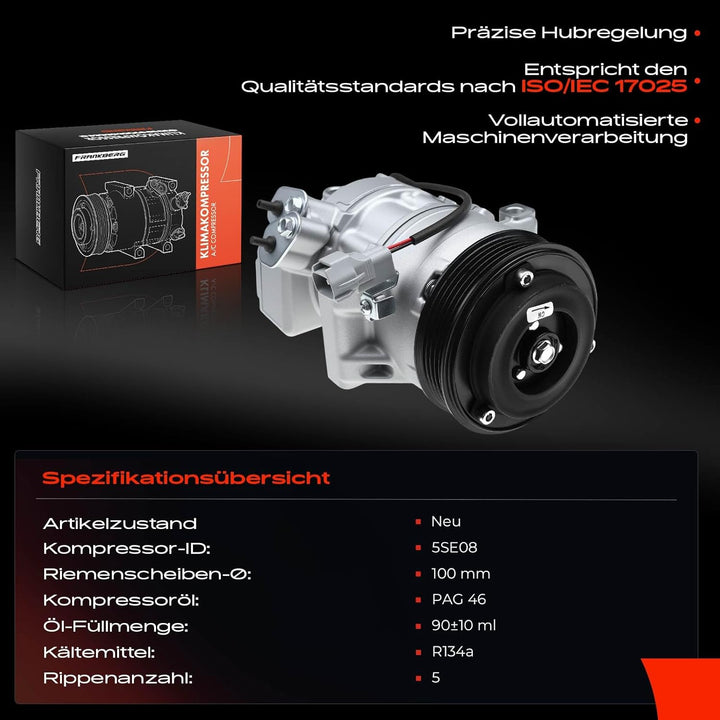 Frankberg Klimakompressor Klimaanlage Kompatibel mit Colt VI Z2 A Z3 A 1.1L-1.5L Schrägheck 2004-201