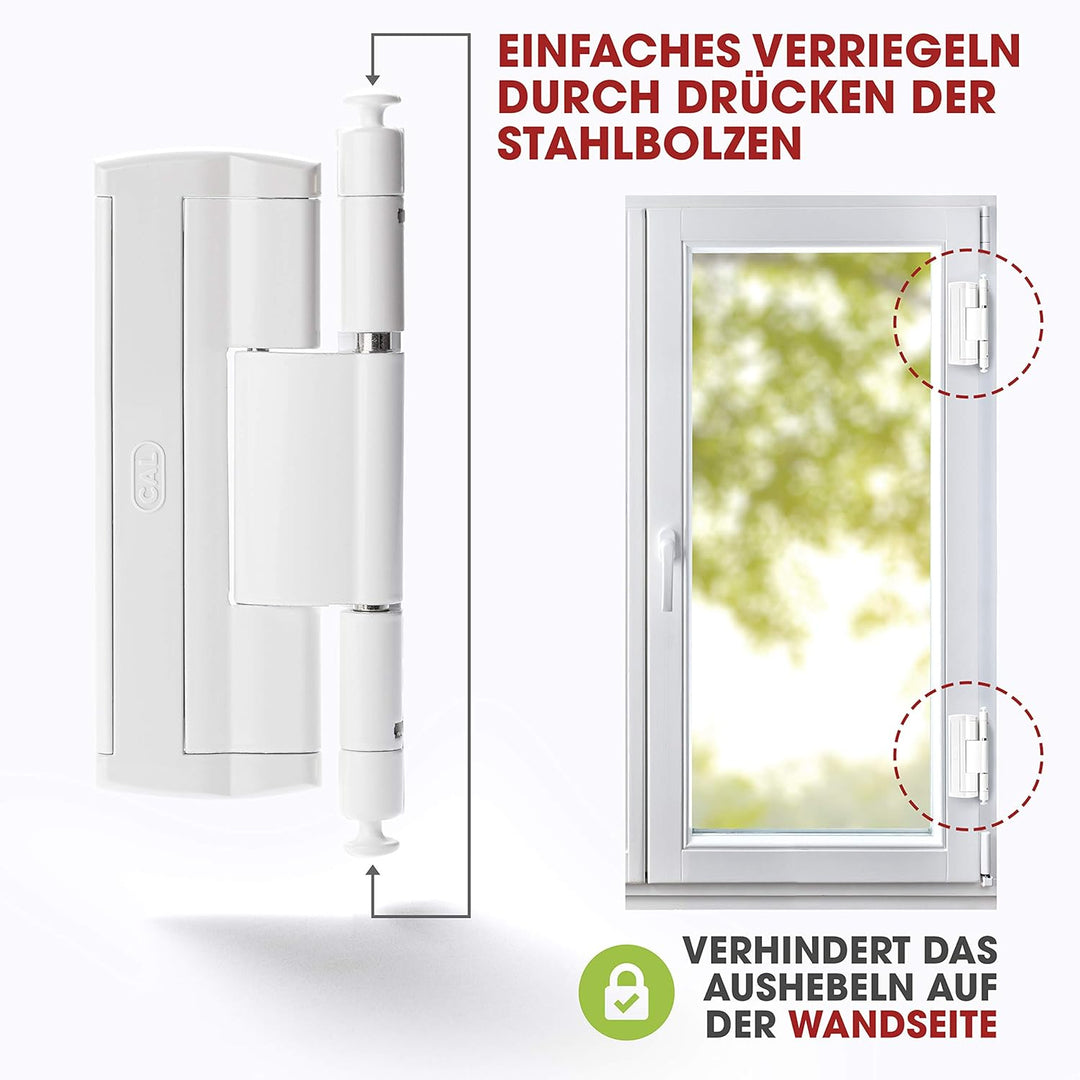 CAL Doublex H – Scharnierseitensicherung Fenstersicherung (weiss) Bandsicherung Türsicherung Aushebe
