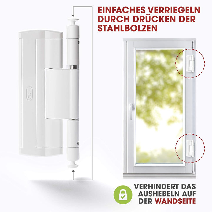 CAL Doublex H – Scharnierseitensicherung Fenstersicherung (weiss) Bandsicherung Türsicherung Aushebe