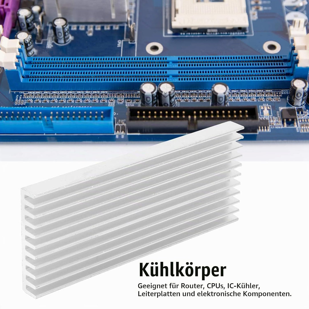 10Pcs Aluminium Kühlkörper, 40x8x100mm Kühler Kühlrippe, für Router, Motherboard, Platine, CPU, Tran
