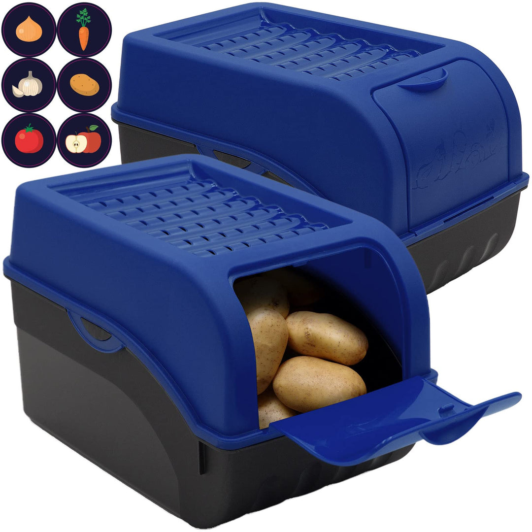ARTECSIS Kartoffel Aufbewahrungsbox dunkelblau 2er Set I Gemüsebox Kartoffelbox mit Deckel für ca. 4