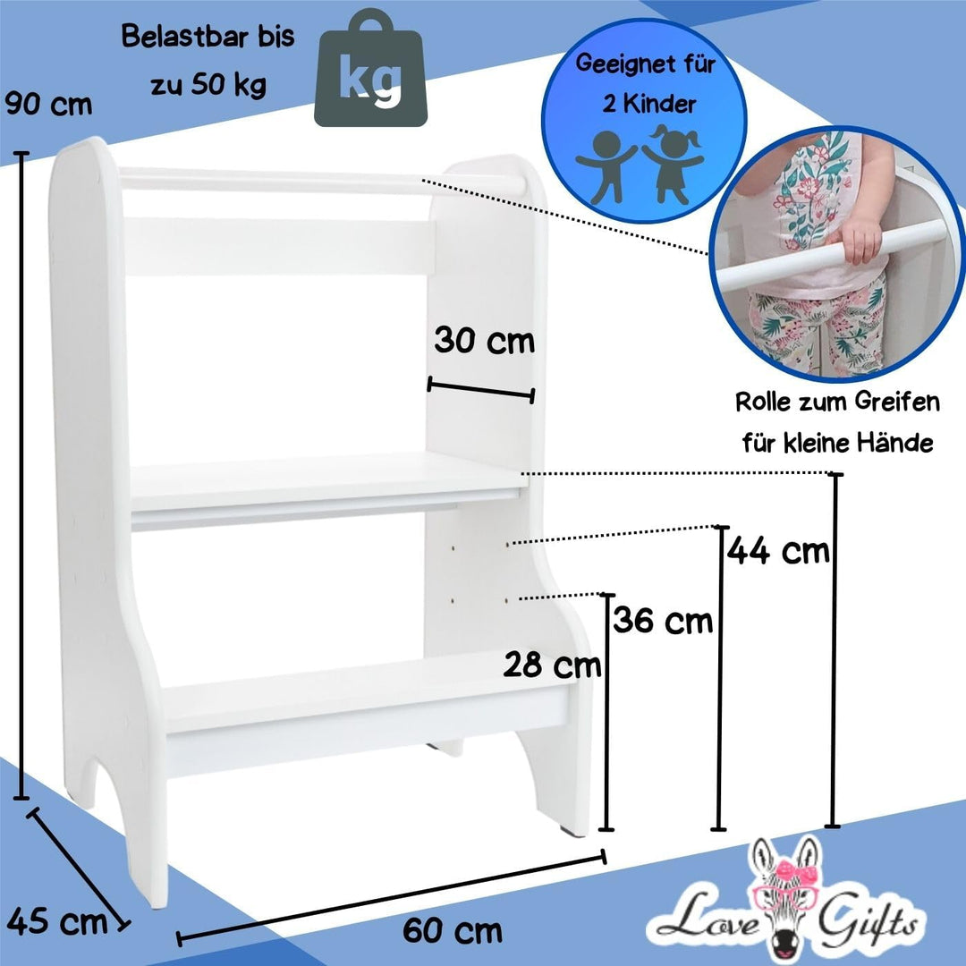 Love Gifts® Lernturm für Kinder mit Kippschutz und höhenverstellbar | Learning Tower mit sicheren Ka