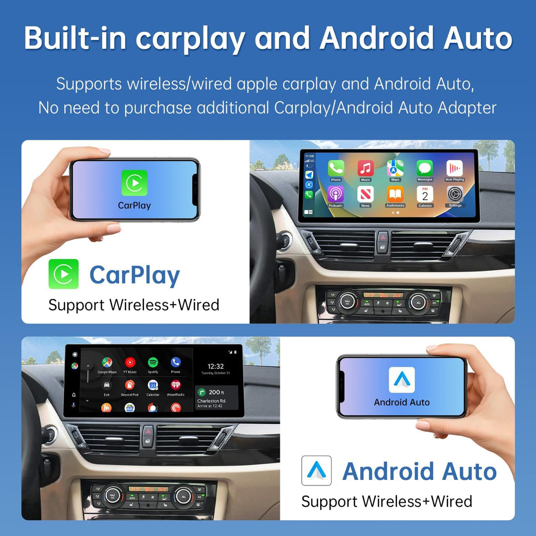 Road Top 12,3 Zoll Ultraschmaler Autoradio Carplay für BMW X1 E84 mit CIC | 2009-2015 Jahr, Linux HD
