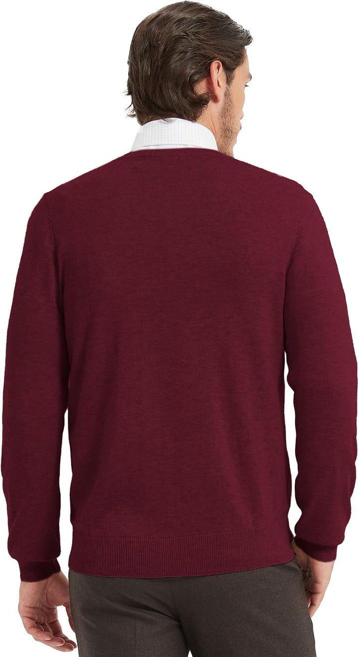 Kallspin Herren Strickpullover aus Wollmischung V-Ausschnitt Langarm Comfort Fit Pullover XXL Burgun