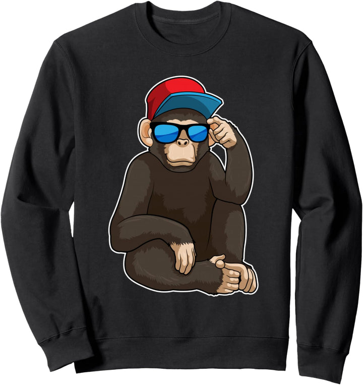 Affe Sonnenbrille Cap Sweatshirt