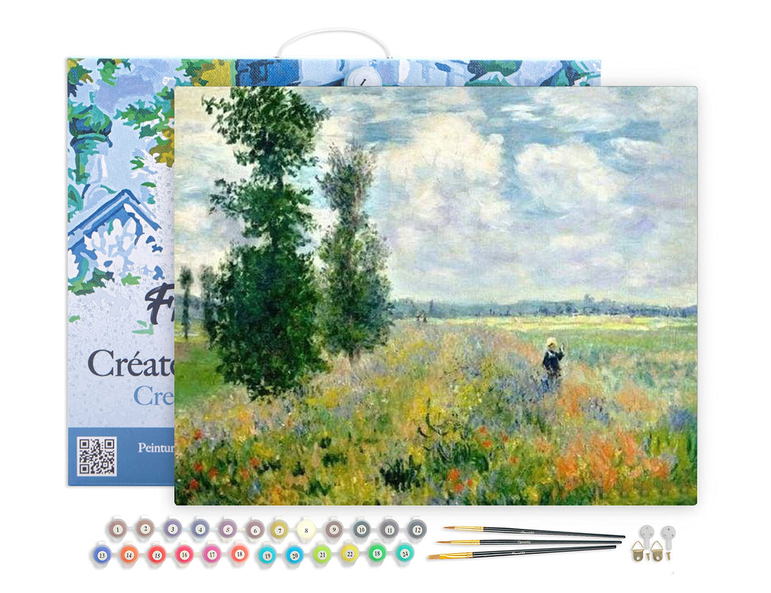 Figured'Art Malen Nach Zahlen Erwachsene Mit Rahmen Monet - Mohnfeld - Paint by Numbers Basteln DIY