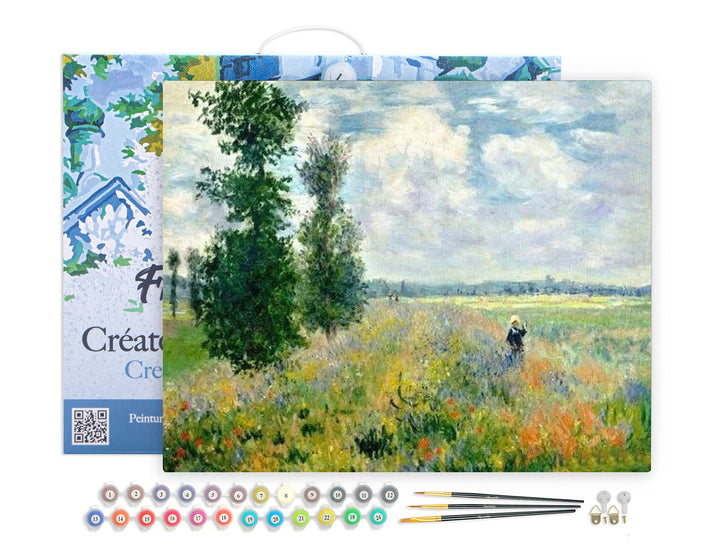 Figured'Art Malen Nach Zahlen Erwachsene Mit Rahmen Monet - Mohnfeld - Paint by Numbers Basteln DIY