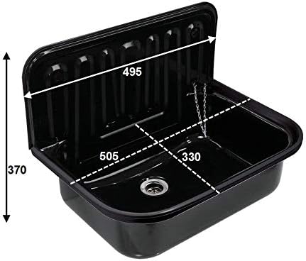 Ausgussbecken Waschbecken aus Stahl für Garten, Keller, Waschküche | schwarz | 51x33x37cm