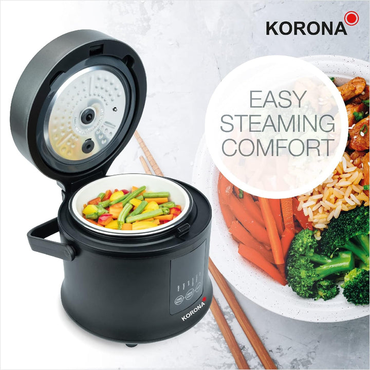 Korona 58011 Digitaler Reiskocher und Dampfgarer mit Warmhaltefunktion | Kochtopf herausnehmbar | LE