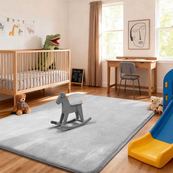 Krabbelmatte Baby 127×127cm, 3cm Dicke Schaumstoff Spielmatte, Ultraweiche Stütze und Plüschiges Gef