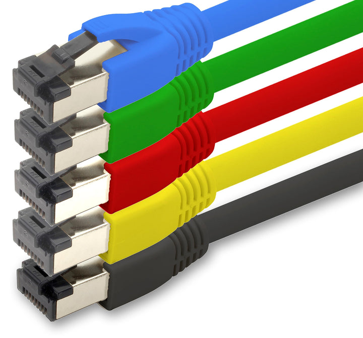 1aTTack.de 1m Cat 8 Netzwerkkabel CAT8 Kabel Farben Set - 5 Stück Cat.8 Lan 2000 Mhz 40 Gbit s 40GBa