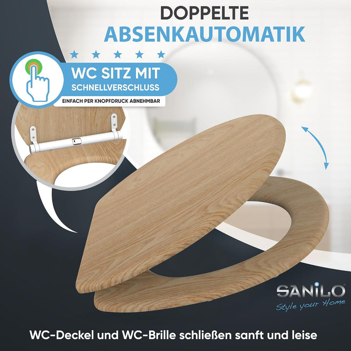 Sanilo WC Sitz mit Absenkautomatik, viele schöne Holz Toilettendeckel zur Auswahl, hochwertige und s