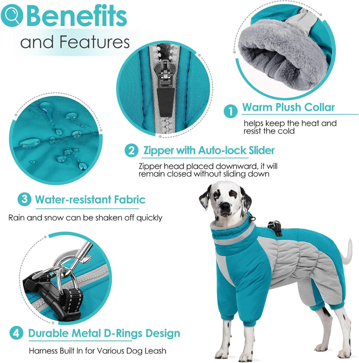 AOFITEE Winteroverall für Hunde - Wasserdichter Hundemantel für Mittelgrosse Hunde mit Beinen, Winte