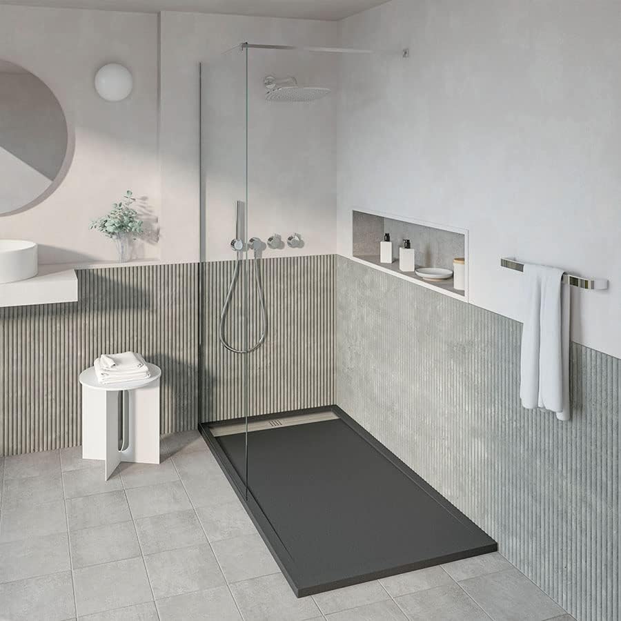 KOES - Kunstharz-Duschwanne Modell VOIGA – 70x100 – Schwarz RAL 9005 70x100cm Schwarz, 70x100cm Schw