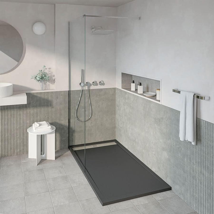 KOES - Kunstharz-Duschwanne Modell VOIGA – 70x100 – Schwarz RAL 9005 70x100cm Schwarz, 70x100cm Schw