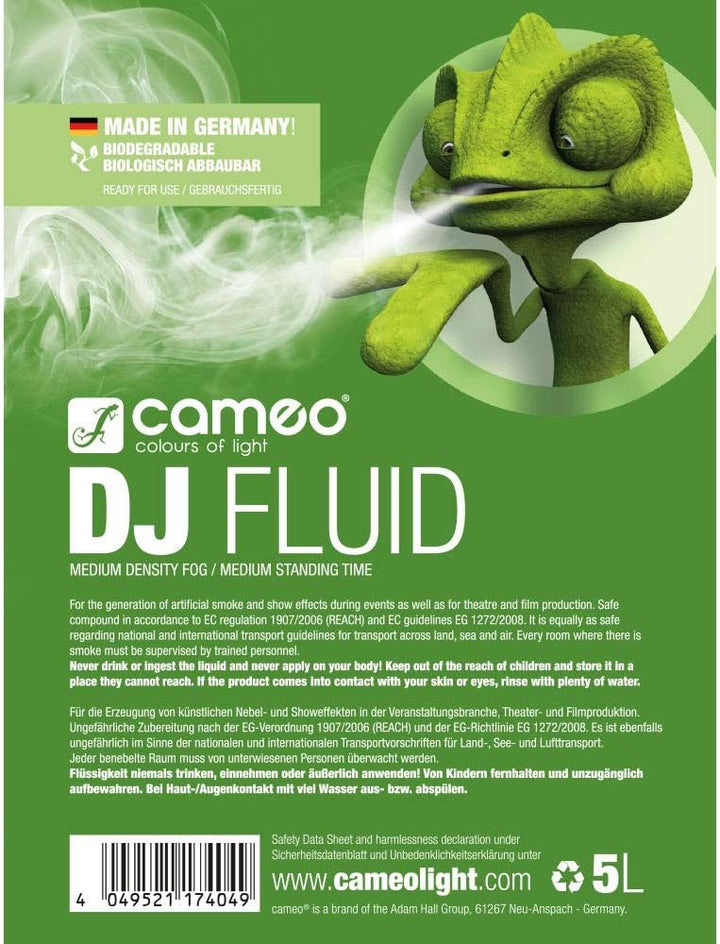Cameo CLFDJ5L mittlerer Dichte/Standzeit DJ-Fluid für Nebelmaschine, 5L DJ Fluid 5L, DJ Fluid 5L