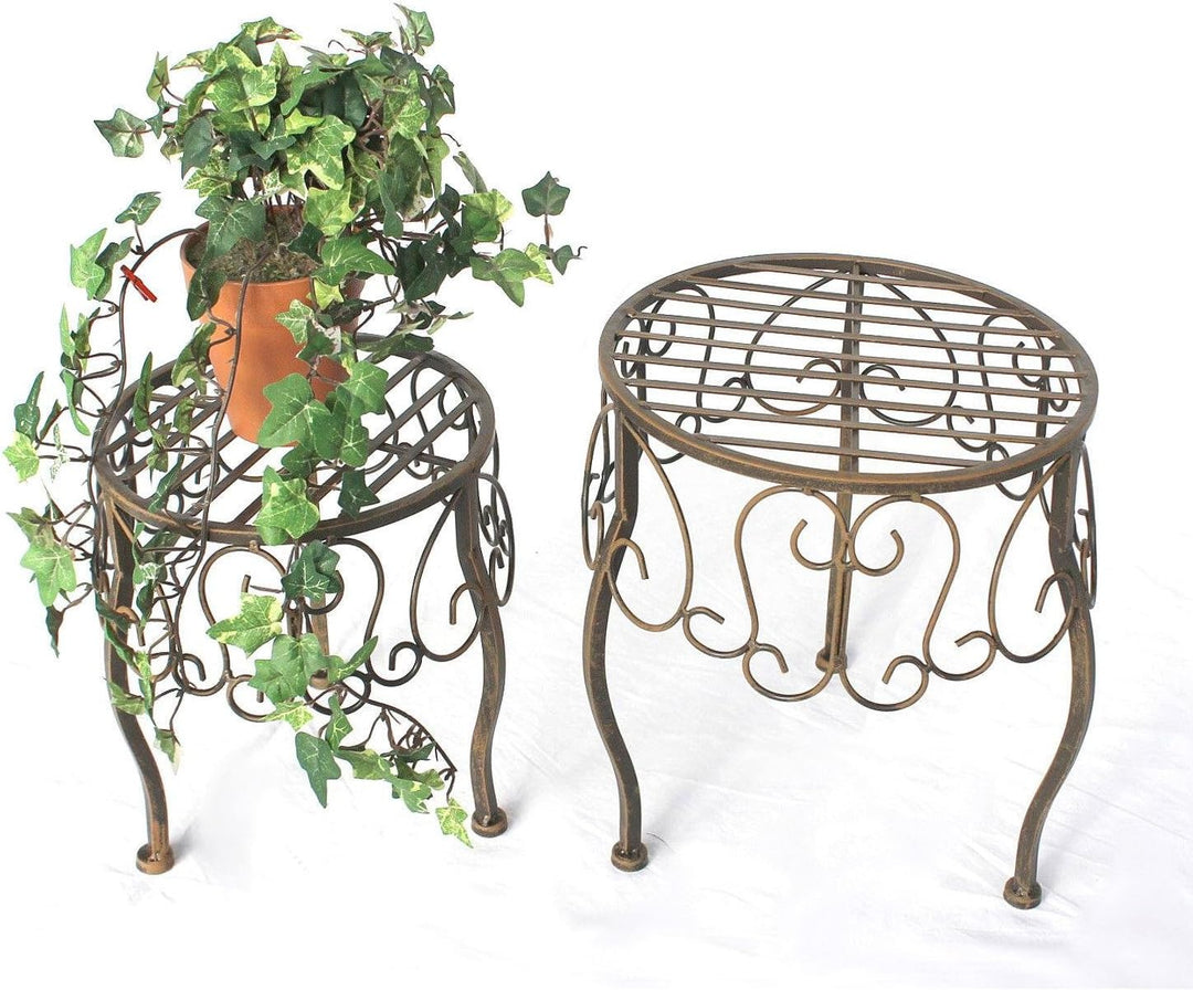 DanDiBo Blumenhocker Metall Braun Rund 2er Set Blumenständer 140129 Beistelltisch Pflanzenständer Kl