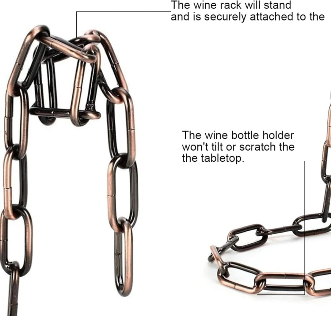 Weinflaschenhalter Kette schwebend inkl. Wein und Sektstopper - Magischer Design Weinhalter aus hoch
