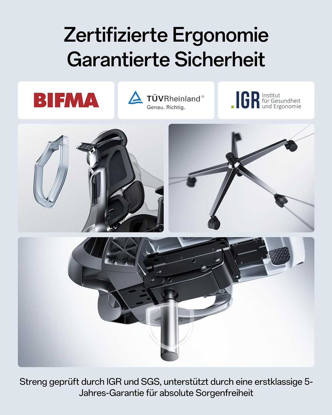 Hbada E3 Pro Edition 2026 Ergonomischer Bürostuhl, Netzstuhl mit Schwebender 3-Zonen-Lendenwirbelstü
