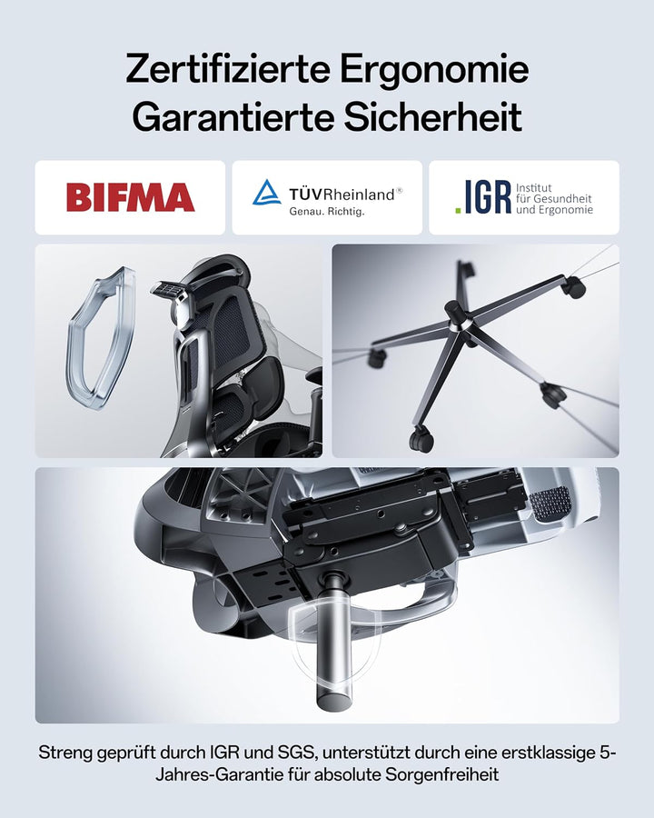 Hbada E3 Pro Edition 2026 Ergonomischer Bürostuhl, Netzstuhl mit Schwebender 3-Zonen-Lendenwirbelstü