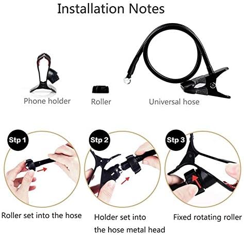 Flexible Metal Long Arm Lazy Bracket Holder with Phone Clamp & Desk Clip. Multi-Function: Desktop, B