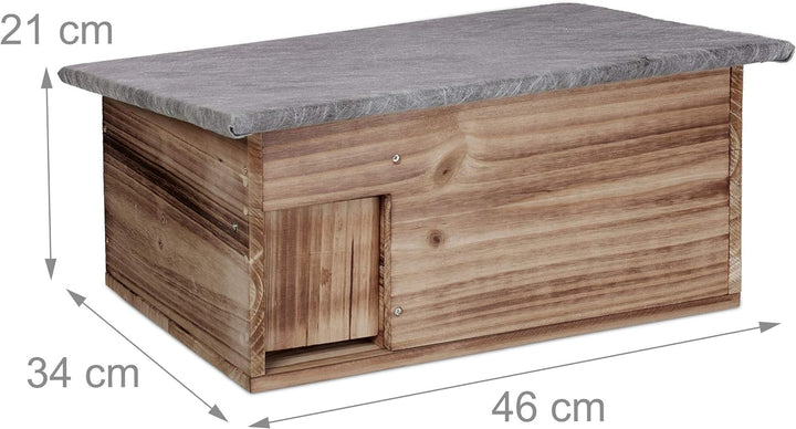 Relaxdays Igelhaus winterfest, Bausatz, Igelhütte katzensicher, Rattenklappe Labyrintheingang, HBT 2