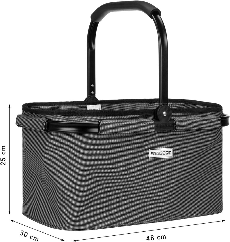 anndora Einkaufskorb WOOVEN Grey 22 Liter Picknickkorb - Grau Grau Gewebt, Grau Gewebt