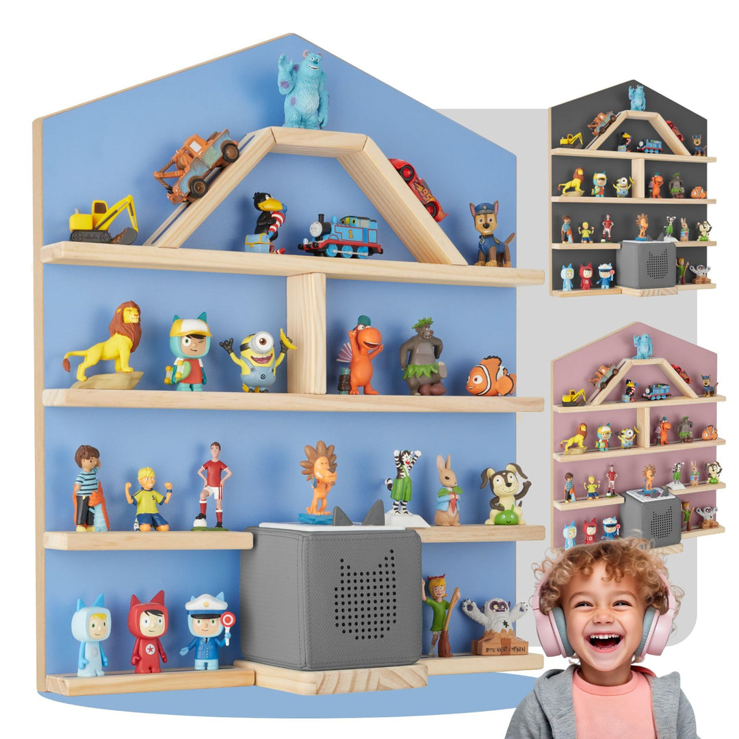 tectake® Holz Regal mit Magnetstreifen für Wand Montage, Wandregal für's Kinderzimmer, Aufbewahrung