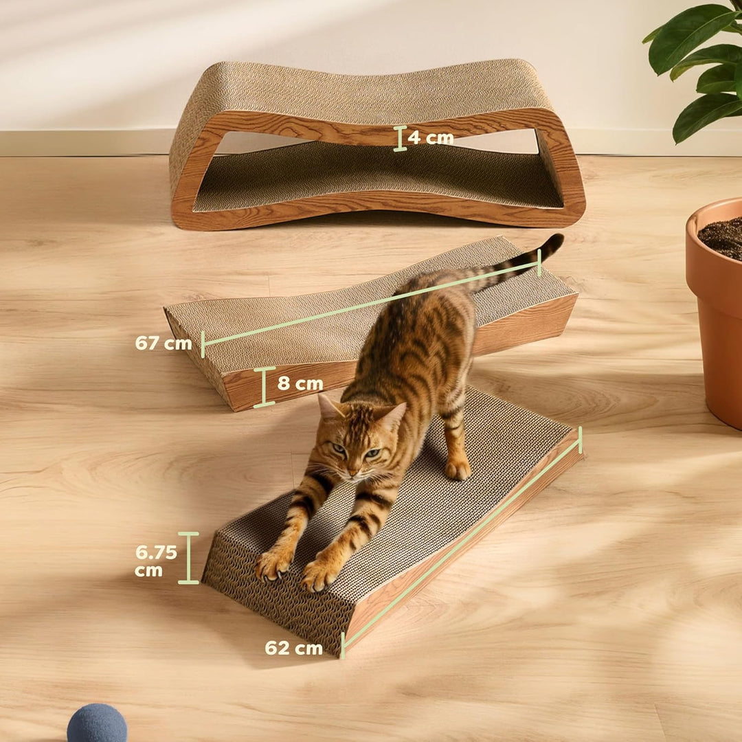 Kratzmöbel Kratzbrett Katze 3-teilig XXL 75cm – Besonders Kratzfeste Kratzpappe zur Krallenpflege –