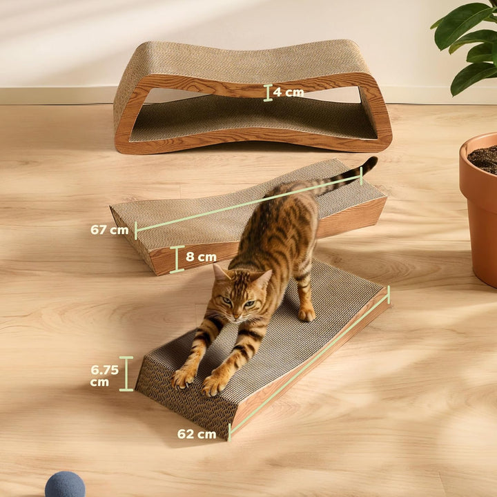 Kratzmöbel Kratzbrett Katze 3-teilig XXL 75cm – Besonders Kratzfeste Kratzpappe zur Krallenpflege –