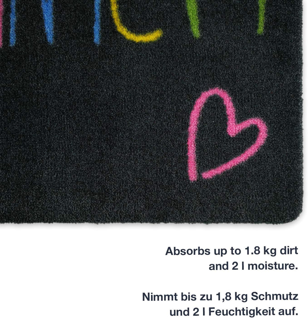 deco-mat Fussmatte Willkommen 50 x 70 cm Grau - rutschfeste, waschbare Fussmatte für Aussen und Inne