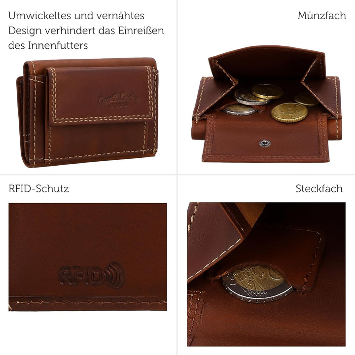 Gusti Geldbörse Leder - Ronald Damen und Herren Geldbörse Portemonnaie klein Geldbeutel Festival Par