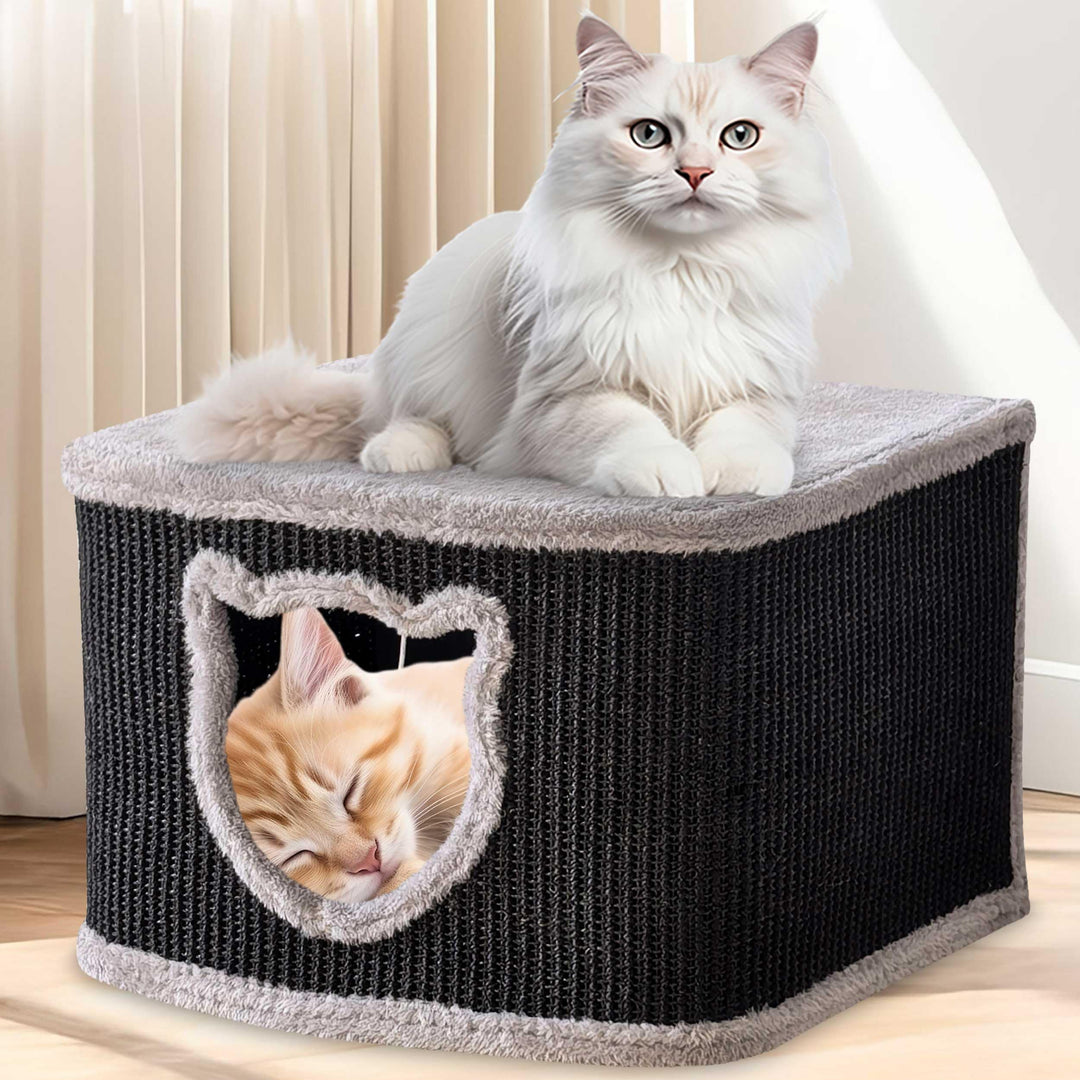 zooprinz Premium Katzenhaus – Katzenkorb für Katze – mit dicken Sisal Wänden an der Katzenbox – Höhl
