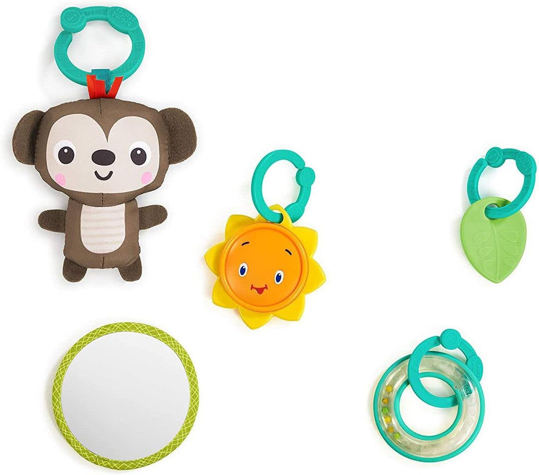 Bright Starts, Safari Blast Gymnastik- und Spielmatte mit Spielzeug zum Mitnehmen, ab Geburt