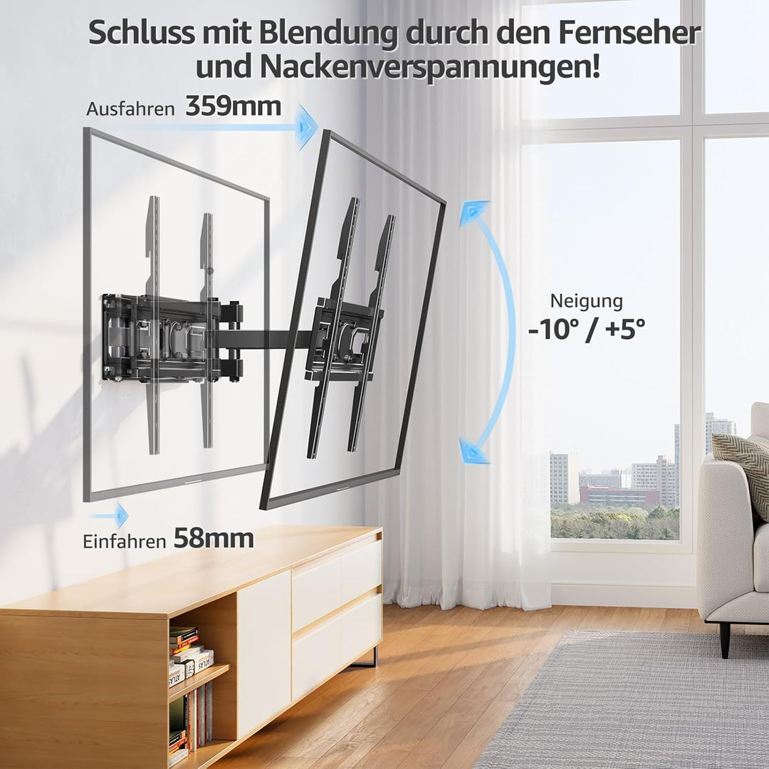MOUNTUP TV Wandhalterung Schwenkbare Neigbare TV Halterun für 26-70 Zoll Flach &amp; Curved LCD LED Fern