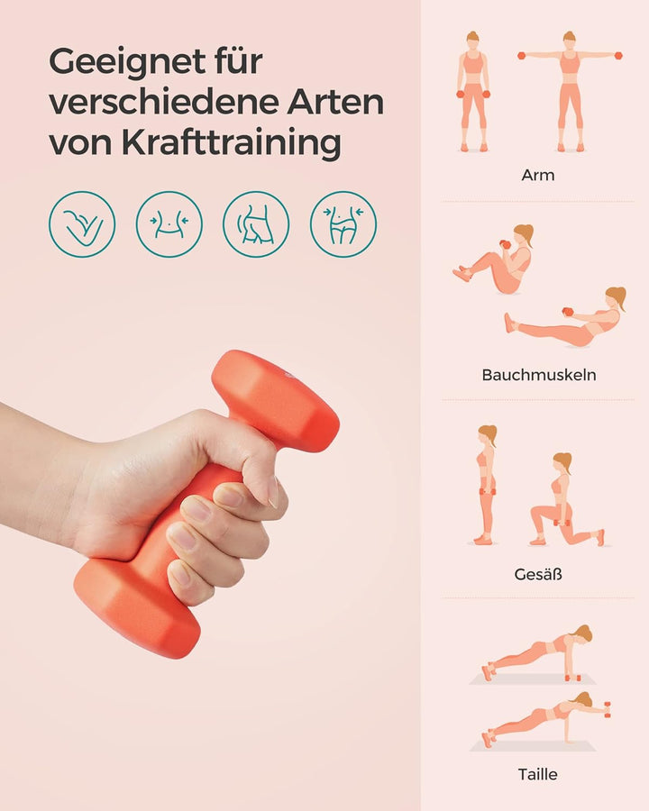 SONGMICS 2 Stück Hexagon Hanteln mit Neoprenbeschichtung für Krafttraining, Fitness, Zuhause 2 x 1 k