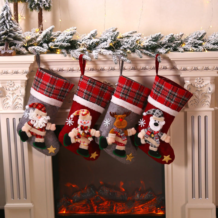 Weihnachtsstrumpf mit 4er, Grosse Nikolausstrumpf Kreative Puppe Weihnachtsstrümpfe Nikolausstiefel