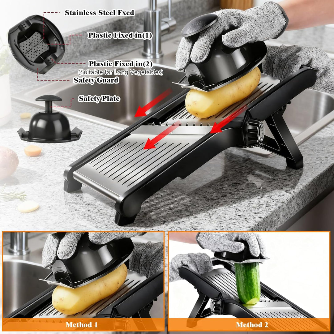Mandoline Gemüsehobel, Gemüsehobel Mandoline Edelstahl, Gurkenhobel Dünne Scheiben, Multifunktion Ge