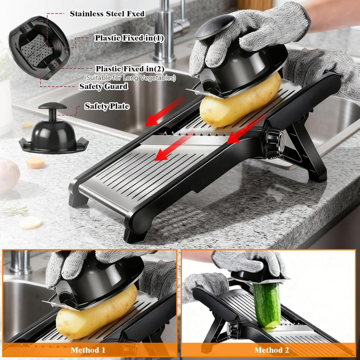 Mandoline Gemüsehobel, Gemüsehobel Mandoline Edelstahl, Gurkenhobel Dünne Scheiben, Multifunktion Ge