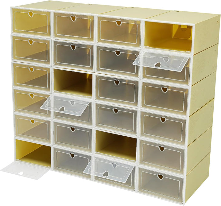 Schuhboxen Stapelbar, Schuhkarton Schuhregal Mit Türen 33 X 23 X 14 Cm 24 Stück In Einem Set Stapelb