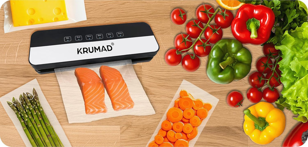 Vakuumiergerät 130W, Vakuumierer für Lebensmittel, 5 Modi, Inkl. 10 Vakuumbeutel 25x20cm, 65kPa Foli