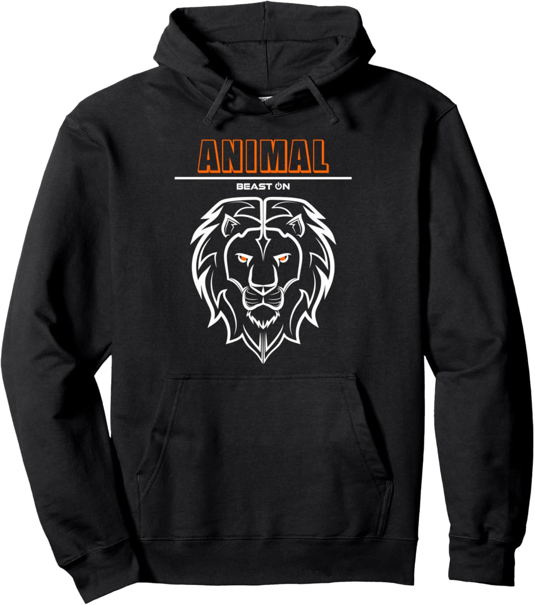 Animal Löwe Kopf Orange Gym Workout Fitness Bodybuilder Pullover Hoodie