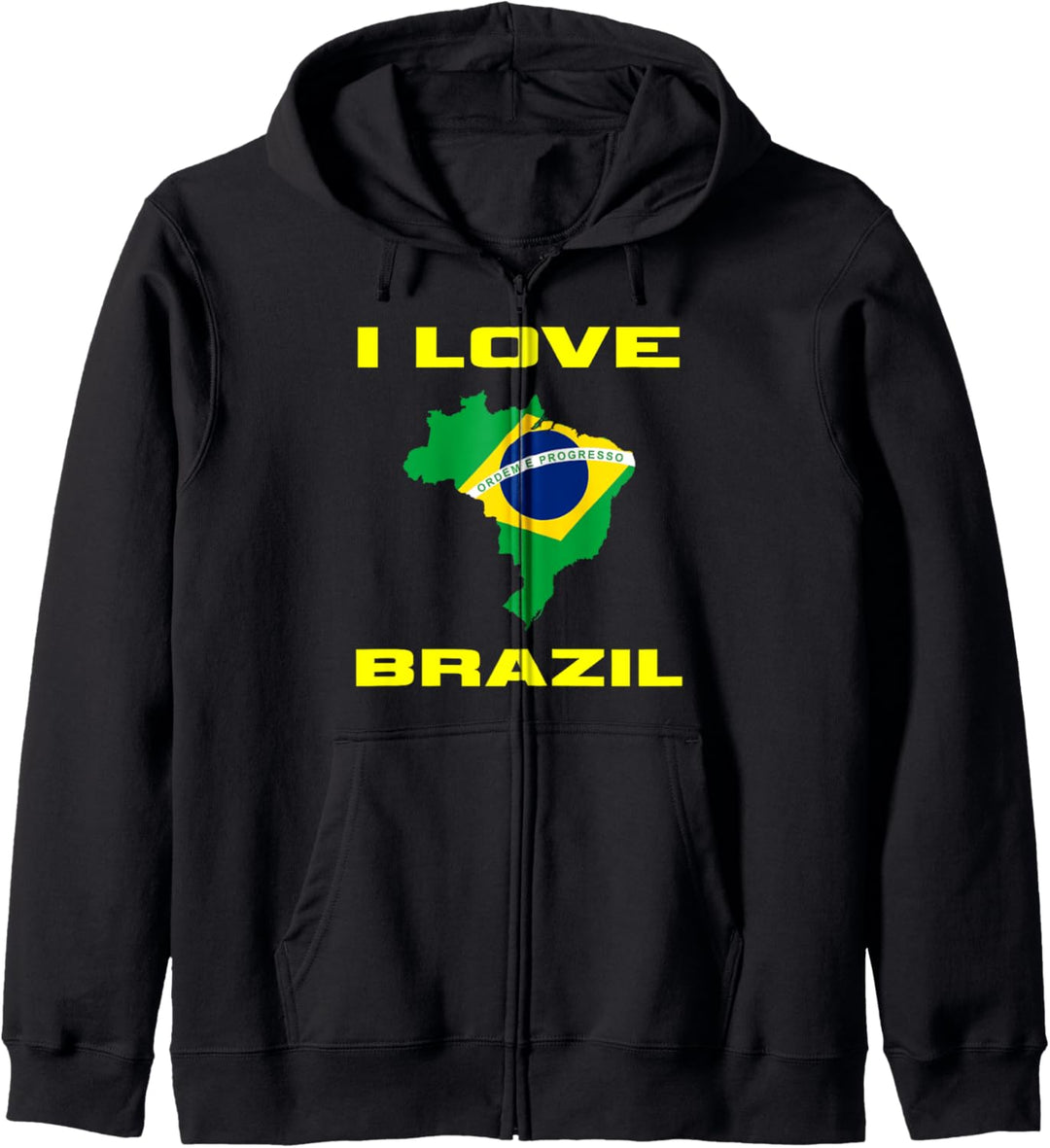 Ich Liebe Brasilien Brasilianische Flagge Innerhalb Des Kapuzenjacke