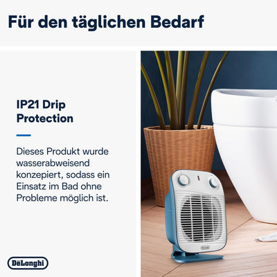 De'Longhi HFS50B20.AV Schnellheizer, Heizlüfter, 2000 W, blau, für bis zu 60m³, Avio, Blau