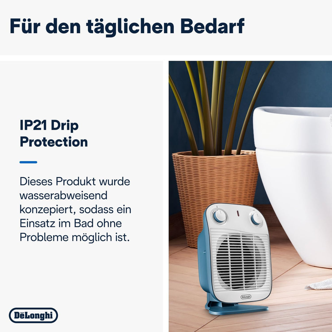 De'Longhi HFS50B20.AV Schnellheizer, Heizlüfter, 2000 W, blau, für bis zu 60m³, Avio, Blau